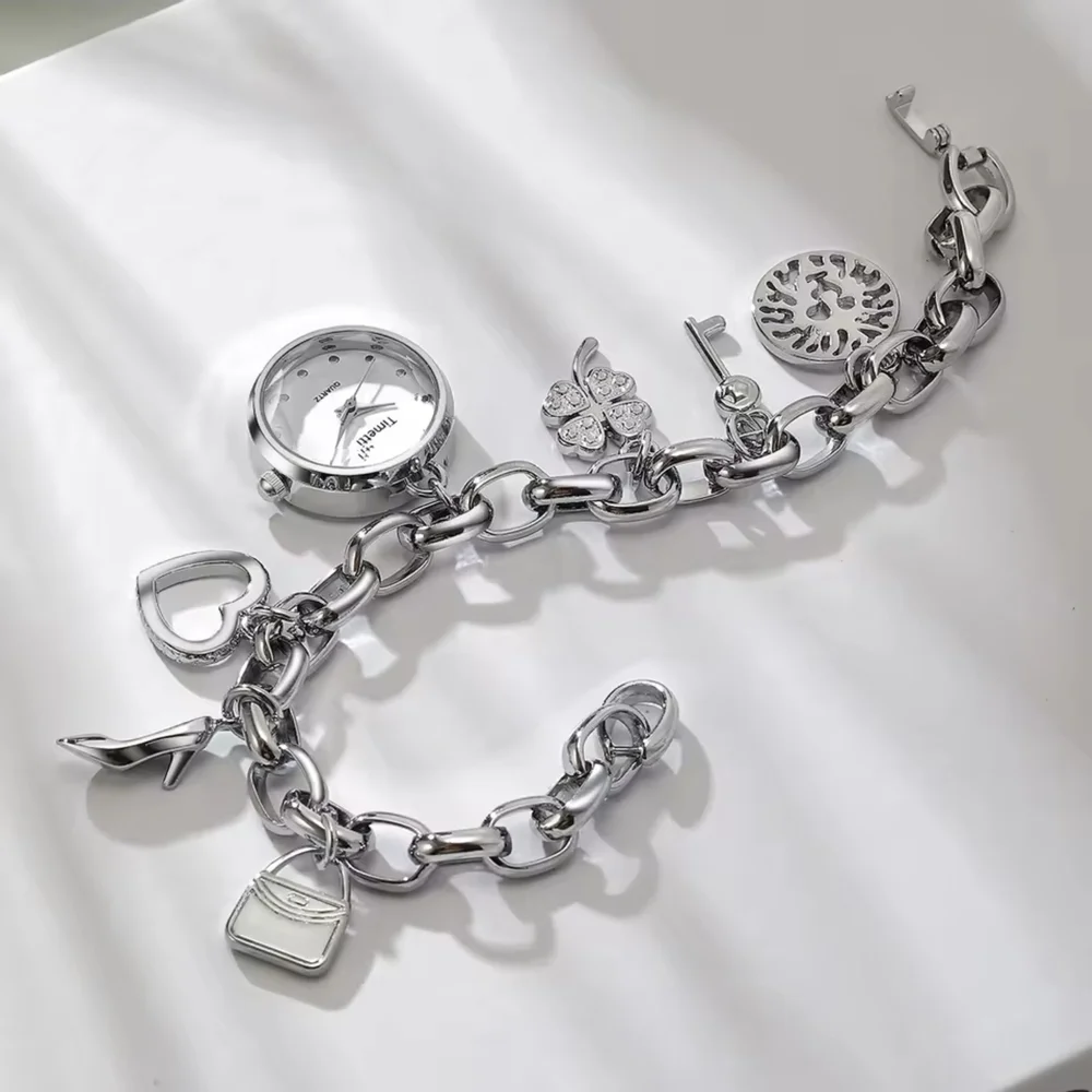 Silver Charm Bracelet Watch